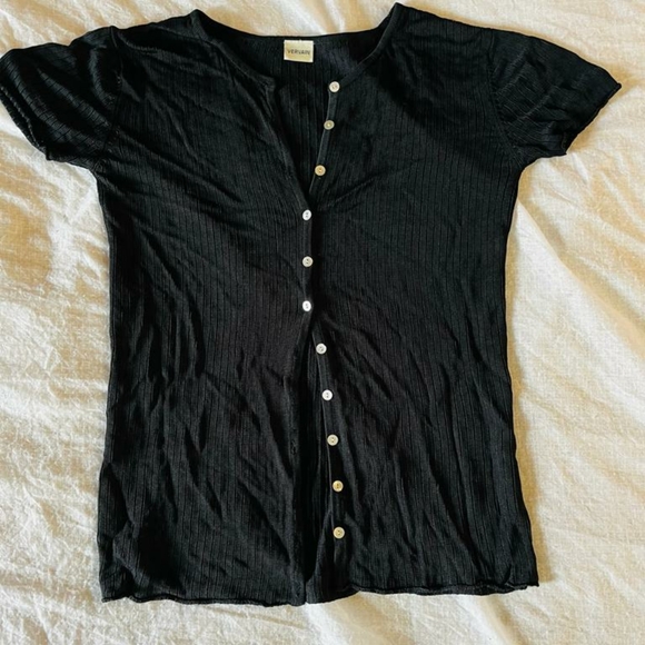 Black ribbed stretchable top - Picture 8 of 9